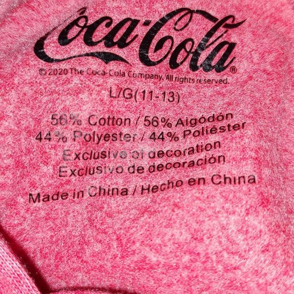 Coca Cola red light weight sweatshirt hoodie  SZ L  ( Juniors 11/13) - Picture 5 of 5